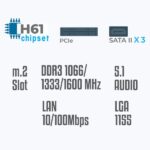 H61 Motherboard NVMe LGA 1155 Socket | 6USB,1VGA,1LAN,1Audio,1HDMI Port - Image 3