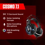 Redgear Cosmo 7,1 Usb Gaming Wired Over Ear Headphones With Mic & Virtual Surround Sound,50Mm Driver, Rgb Leds(Black) - Image 2
